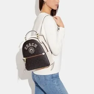 Coach Jordyn Backpack With Varsity Motif AND Matching Corner Zip Wristlet Coach Jordyn Backpack In Sign. Varsity Motif & Matching  main image 4